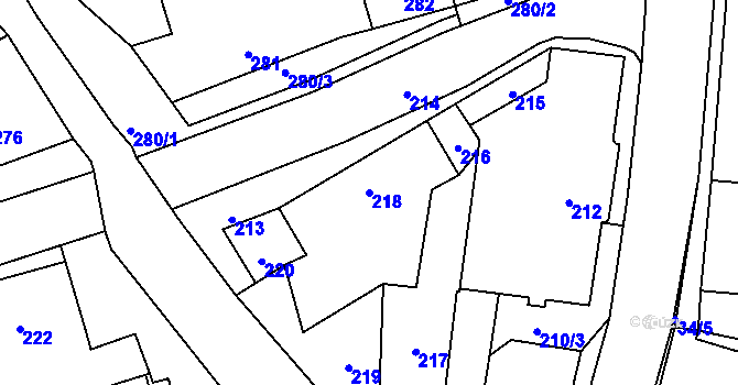 Parcela st. 218 v KÚ Sloup v Moravském krasu, Katastrální mapa