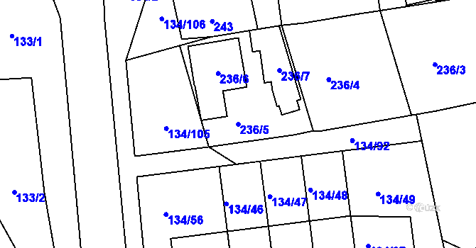 Parcela st. 236/5 v KÚ Sloup v Moravském krasu, Katastrální mapa