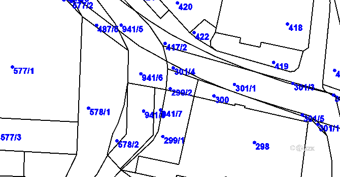 Parcela st. 299/2 v KÚ Sloup v Moravském krasu, Katastrální mapa