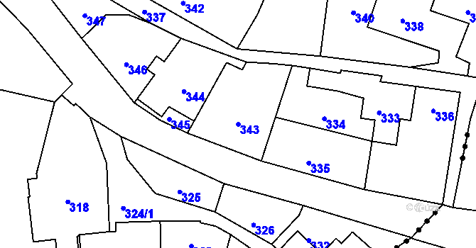 Parcela st. 343 v KÚ Sloup v Moravském krasu, Katastrální mapa