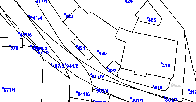 Parcela st. 420 v KÚ Sloup v Moravském krasu, Katastrální mapa