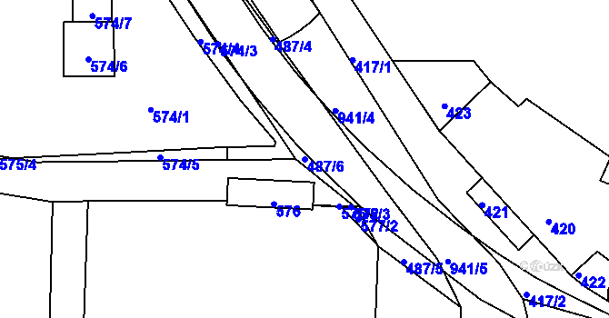 Parcela st. 487/6 v KÚ Sloup v Moravském krasu, Katastrální mapa