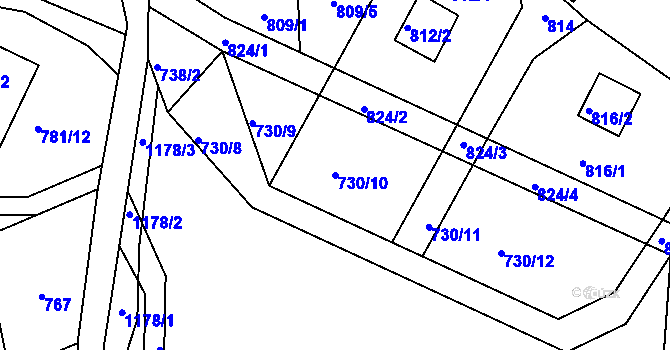 Parcela st. 730/10 v KÚ Sloup v Moravském krasu, Katastrální mapa