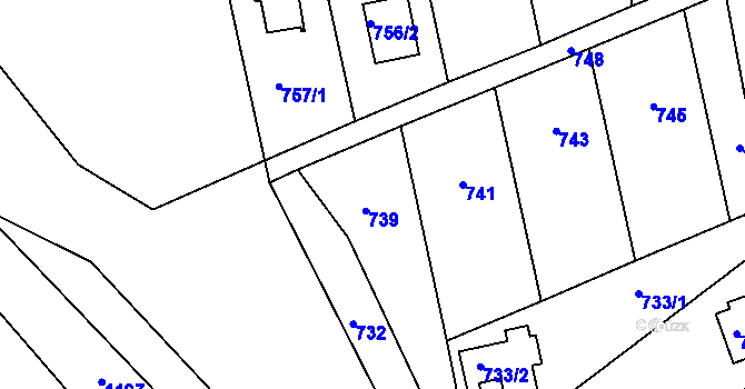 Parcela st. 739 v KÚ Sloup v Moravském krasu, Katastrální mapa