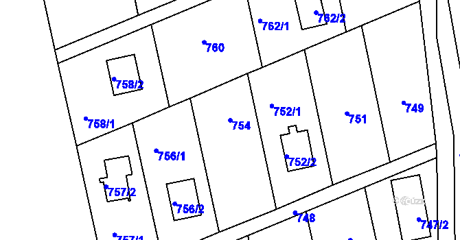 Parcela st. 754 v KÚ Sloup v Moravském krasu, Katastrální mapa
