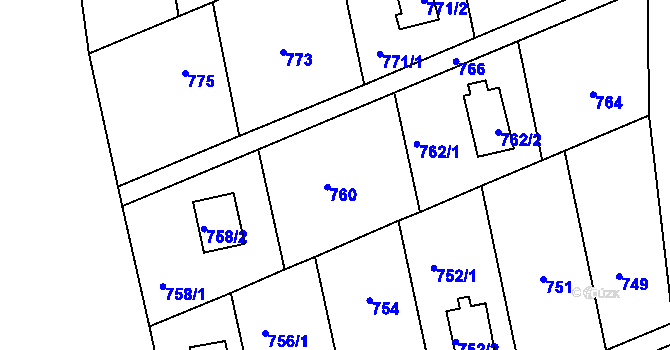 Parcela st. 760 v KÚ Sloup v Moravském krasu, Katastrální mapa