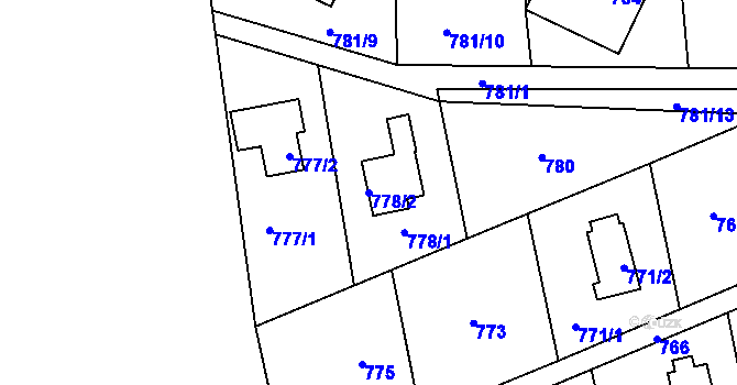 Parcela st. 778/2 v KÚ Sloup v Moravském krasu, Katastrální mapa