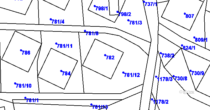 Parcela st. 782 v KÚ Sloup v Moravském krasu, Katastrální mapa