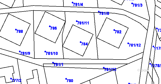 Parcela st. 784 v KÚ Sloup v Moravském krasu, Katastrální mapa