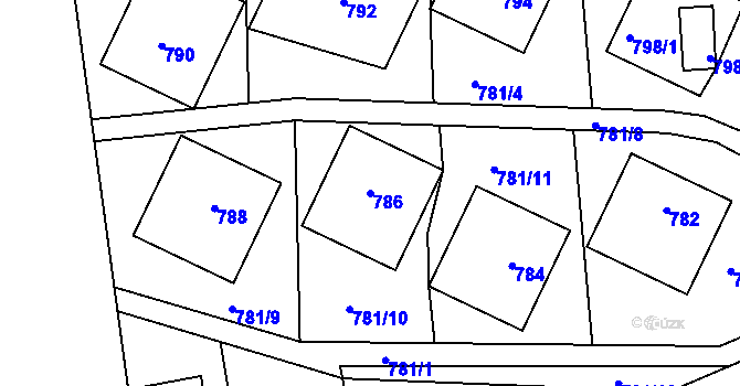 Parcela st. 786 v KÚ Sloup v Moravském krasu, Katastrální mapa