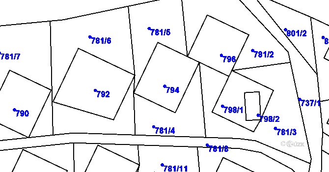 Parcela st. 794 v KÚ Sloup v Moravském krasu, Katastrální mapa