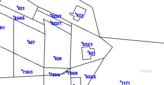 Parcela st. 832/1 v KÚ Sloup v Moravském krasu, Katastrální mapa