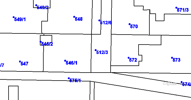 Parcela st. 512/3 v KÚ Sloup v Moravském krasu, Katastrální mapa