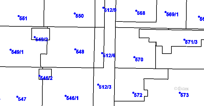 Parcela st. 512/6 v KÚ Sloup v Moravském krasu, Katastrální mapa