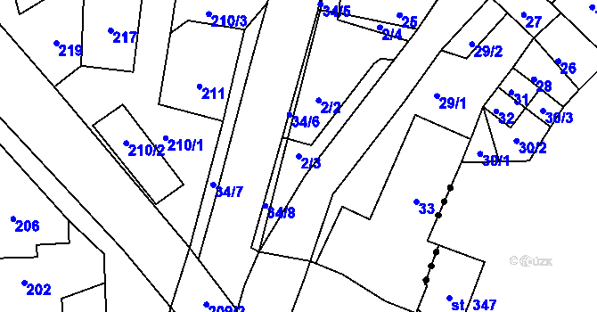 Parcela st. 2/3 v KÚ Sloup v Moravském krasu, Katastrální mapa