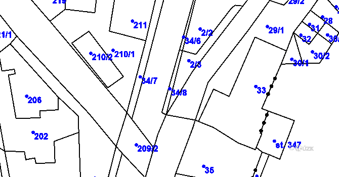 Parcela st. 34/8 v KÚ Sloup v Moravském krasu, Katastrální mapa