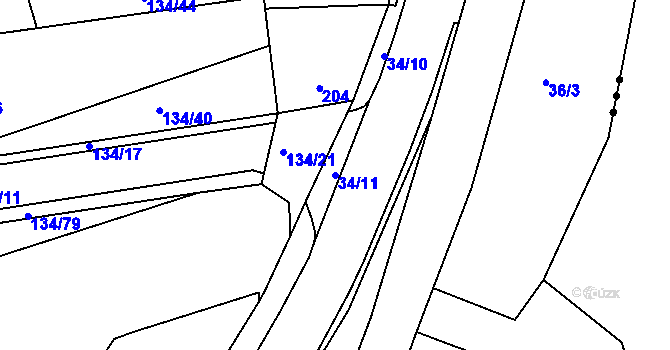 Parcela st. 34/11 v KÚ Sloup v Moravském krasu, Katastrální mapa