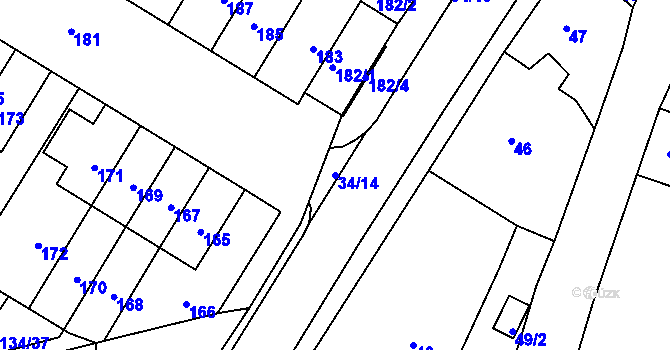 Parcela st. 34/14 v KÚ Sloup v Moravském krasu, Katastrální mapa