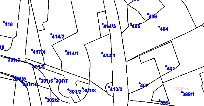 Parcela st. 413/1 v KÚ Sloup v Moravském krasu, Katastrální mapa