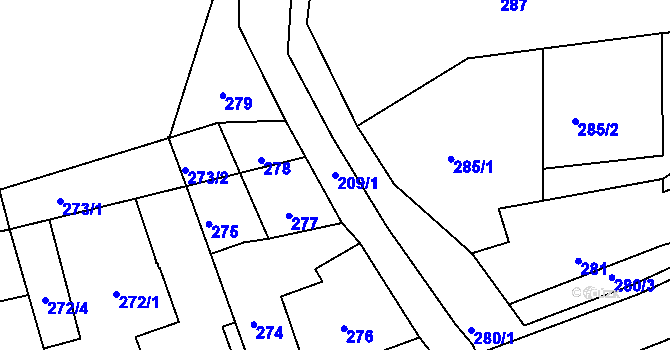 Parcela st. 209/1 v KÚ Sloup v Moravském krasu, Katastrální mapa