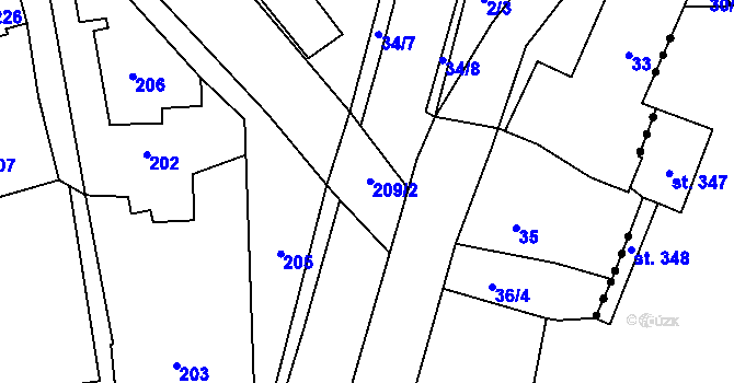 Parcela st. 209/2 v KÚ Sloup v Moravském krasu, Katastrální mapa