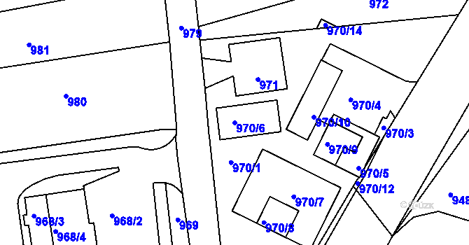 Parcela st. 970/6 v KÚ Sloup v Moravském krasu, Katastrální mapa