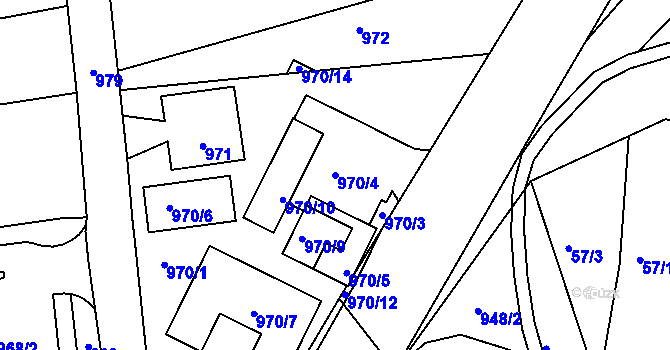 Parcela st. 970/4 v KÚ Sloup v Moravském krasu, Katastrální mapa