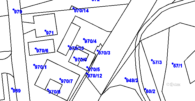Parcela st. 970/3 v KÚ Sloup v Moravském krasu, Katastrální mapa