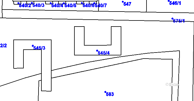 Parcela st. 545/4 v KÚ Sloup v Moravském krasu, Katastrální mapa