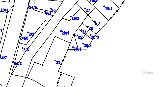 Parcela st. 30/2 v KÚ Sloup v Moravském krasu, Katastrální mapa