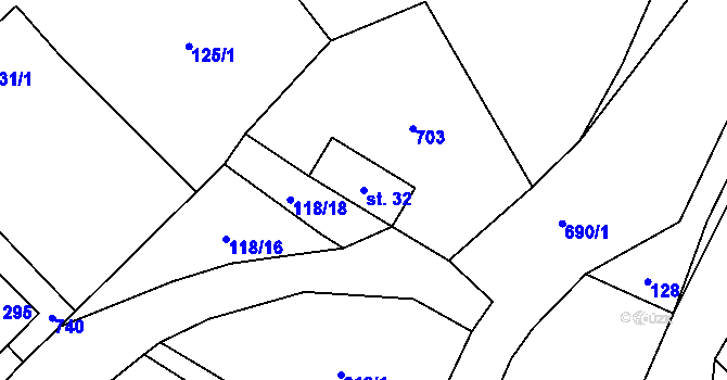 Parcela st. 32 v KÚ Sloupno nad Cidlinou, Katastrální mapa