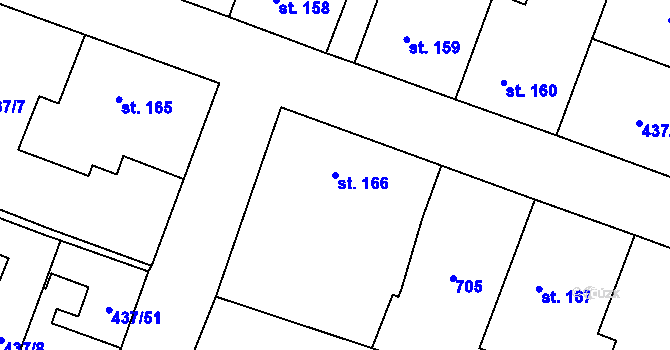 Parcela st. 166 v KÚ Sloupno nad Cidlinou, Katastrální mapa