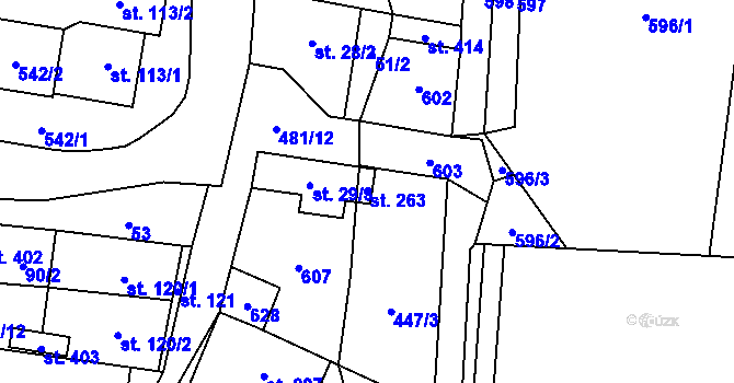 Parcela st. 263 v KÚ Sloupno nad Cidlinou, Katastrální mapa