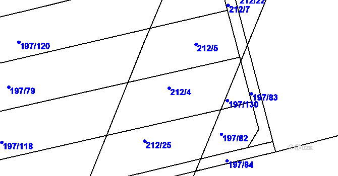 Parcela st. 212/4 v KÚ Sloupno nad Cidlinou, Katastrální mapa