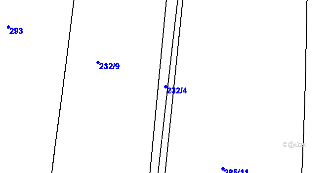 Parcela st. 232/4 v KÚ Sloupno nad Cidlinou, Katastrální mapa