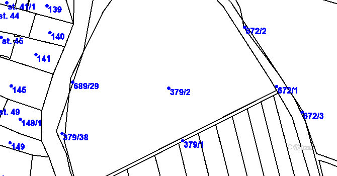 Parcela st. 379/2 v KÚ Sloupno nad Cidlinou, Katastrální mapa