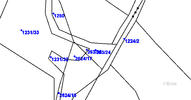 Parcela st. 393/24 v KÚ Sloupno nad Cidlinou, Katastrální mapa