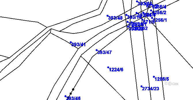 Parcela st. 393/47 v KÚ Sloupno nad Cidlinou, Katastrální mapa