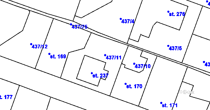 Parcela st. 437/11 v KÚ Sloupno nad Cidlinou, Katastrální mapa