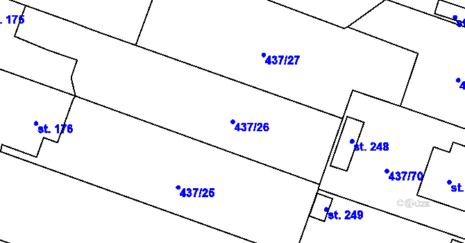 Parcela st. 437/26 v KÚ Sloupno nad Cidlinou, Katastrální mapa