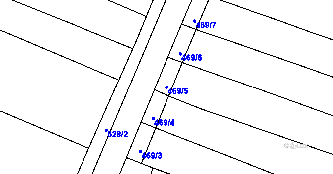 Parcela st. 469/5 v KÚ Sloupno nad Cidlinou, Katastrální mapa
