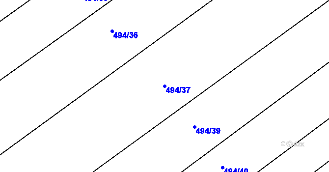 Parcela st. 494/37 v KÚ Sloupno nad Cidlinou, Katastrální mapa
