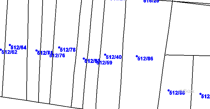 Parcela st. 512/40 v KÚ Sloupno nad Cidlinou, Katastrální mapa