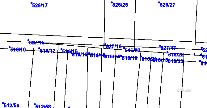 Parcela st. 516/14 v KÚ Sloupno nad Cidlinou, Katastrální mapa