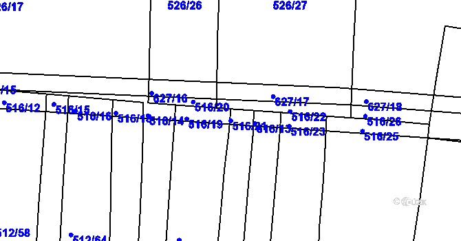 Parcela st. 516/21 v KÚ Sloupno nad Cidlinou, Katastrální mapa