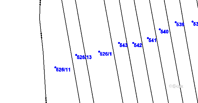 Parcela st. 526/1 v KÚ Sloupno nad Cidlinou, Katastrální mapa
