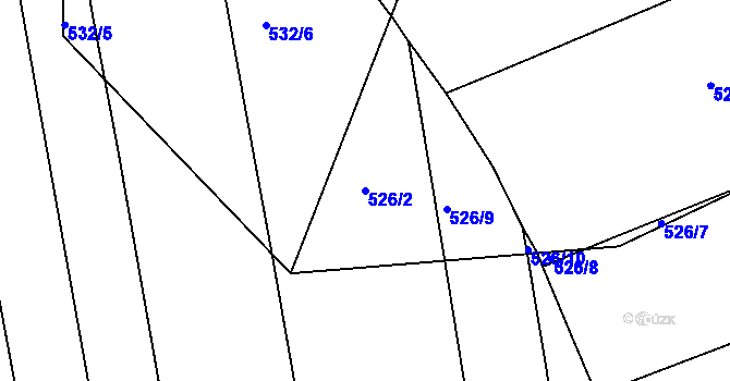 Parcela st. 526/2 v KÚ Sloupno nad Cidlinou, Katastrální mapa