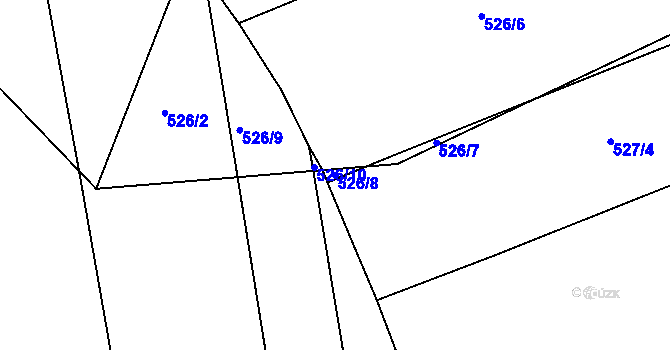 Parcela st. 526/8 v KÚ Sloupno nad Cidlinou, Katastrální mapa