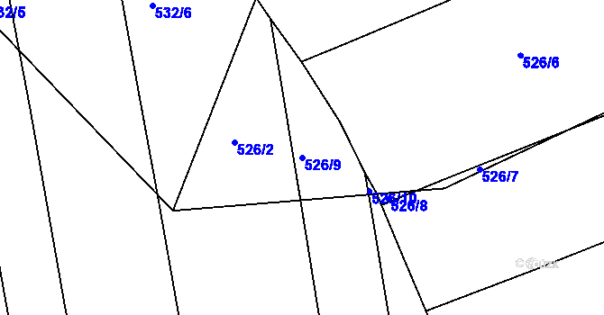 Parcela st. 526/9 v KÚ Sloupno nad Cidlinou, Katastrální mapa