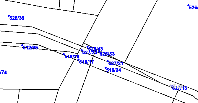 Parcela st. 526/33 v KÚ Sloupno nad Cidlinou, Katastrální mapa